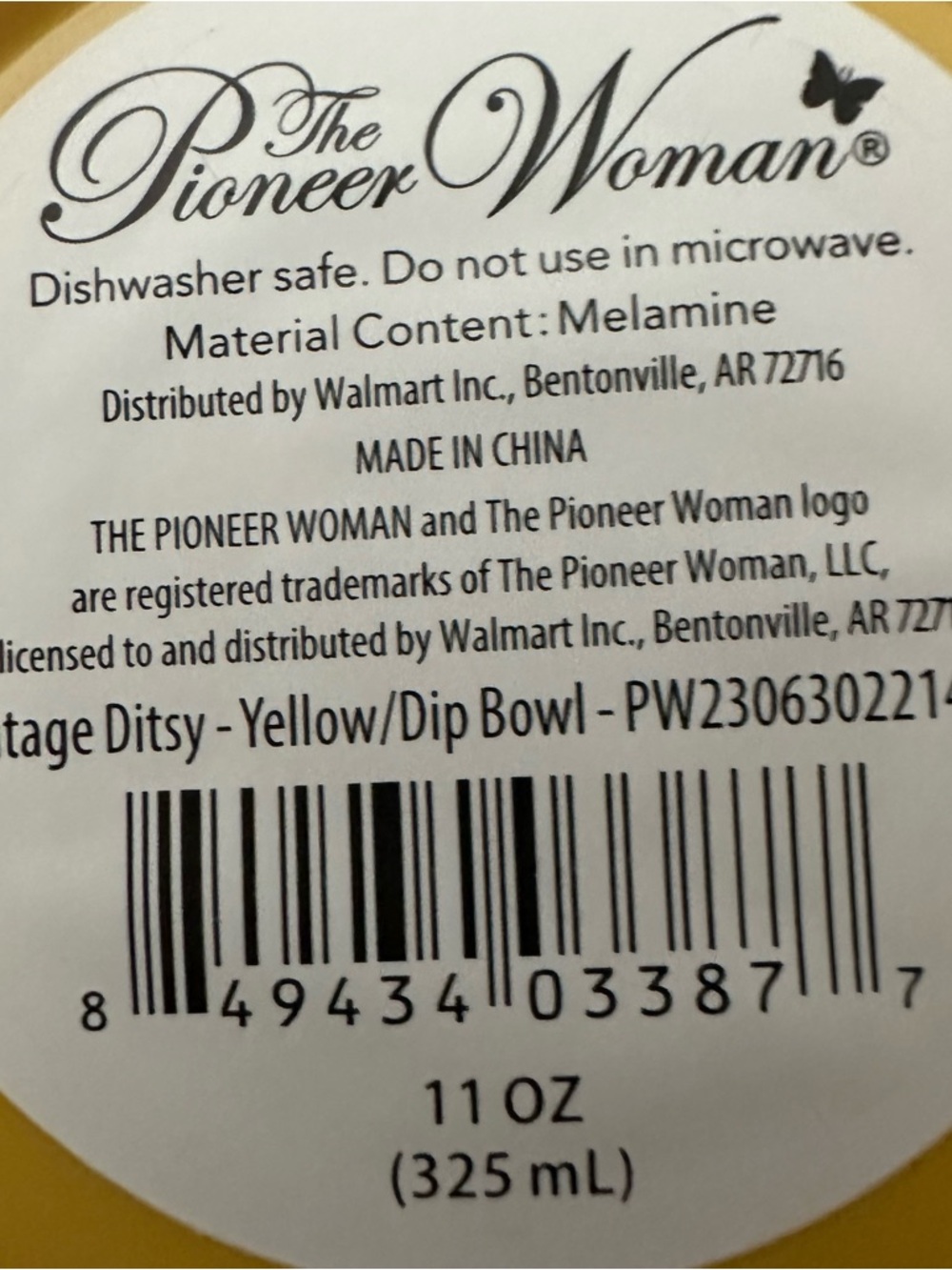 The Pioneer Woman Yellow Dip Bowl - Vintage Ditsy Pattern - Picture 4 of 10